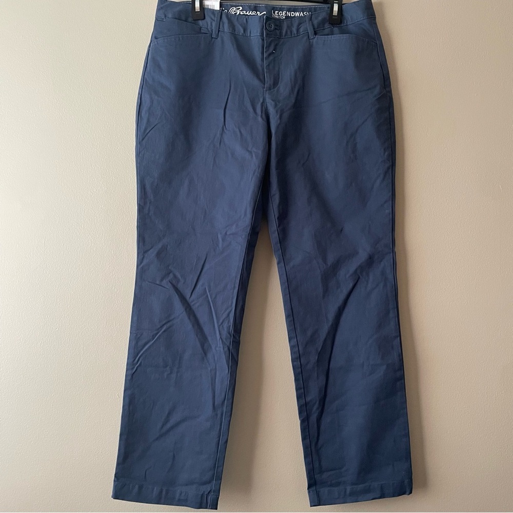 NWT EDDIE BAUER Curvy Straight Leg Stretch Dusty Indigo Mid Rise Dress Pants